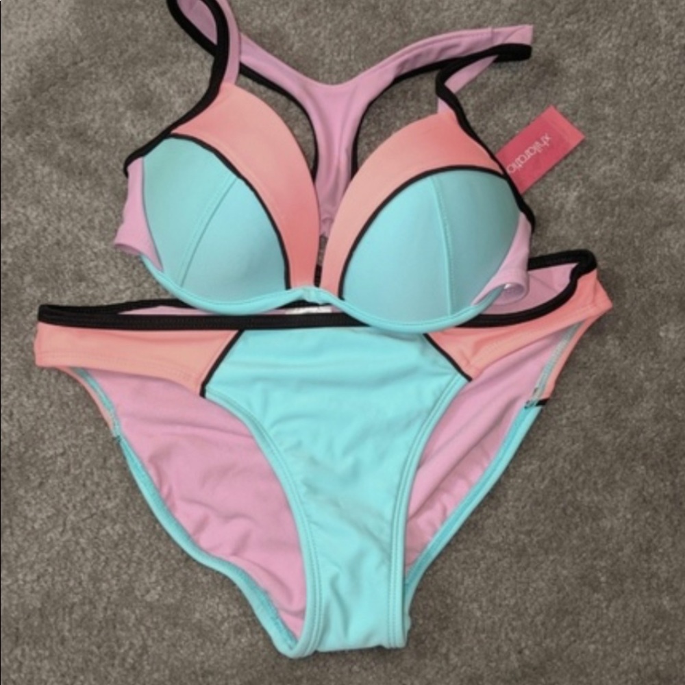 Orange Teal and Purple Bikini